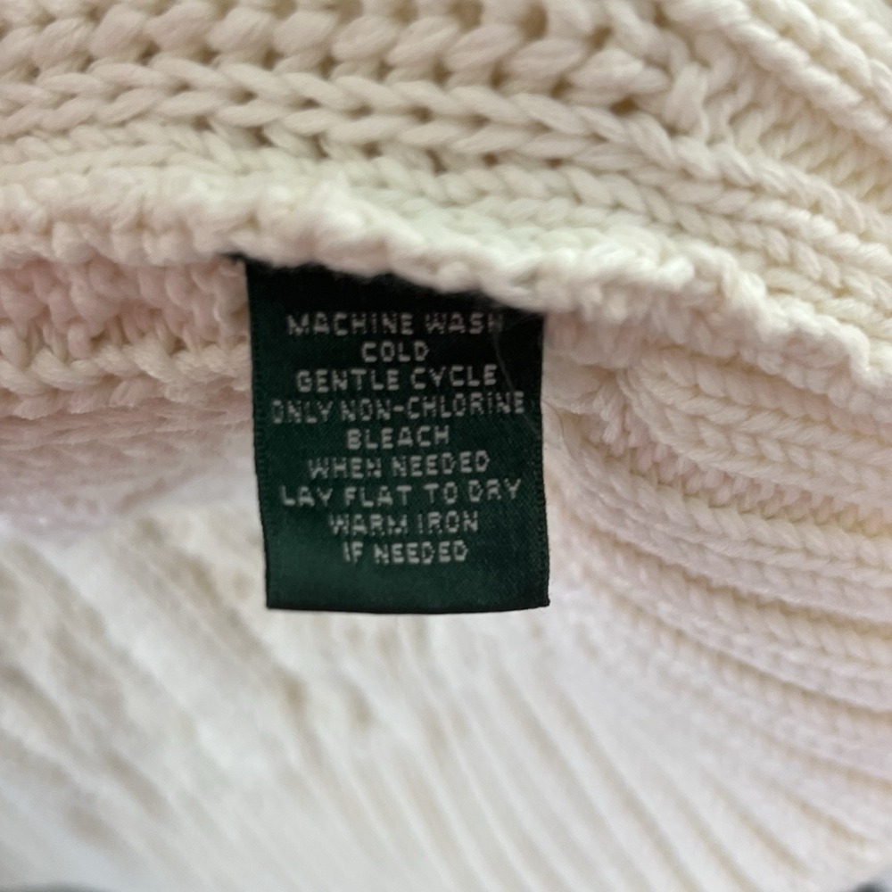 Lauren Ralph Lauren Cable Knit Chaser Cardigan Cream Size XL Coastal Old Money - Picture 4 of 5